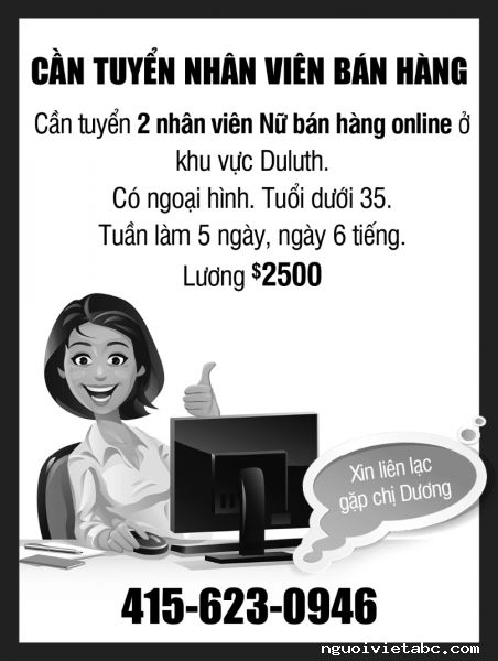 Cần tuyển nhân viên bán hàng